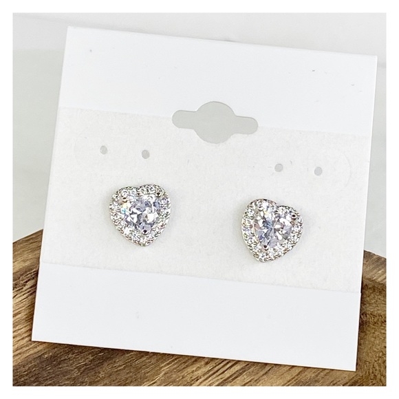 Jewelry - White CZ Heart Studs